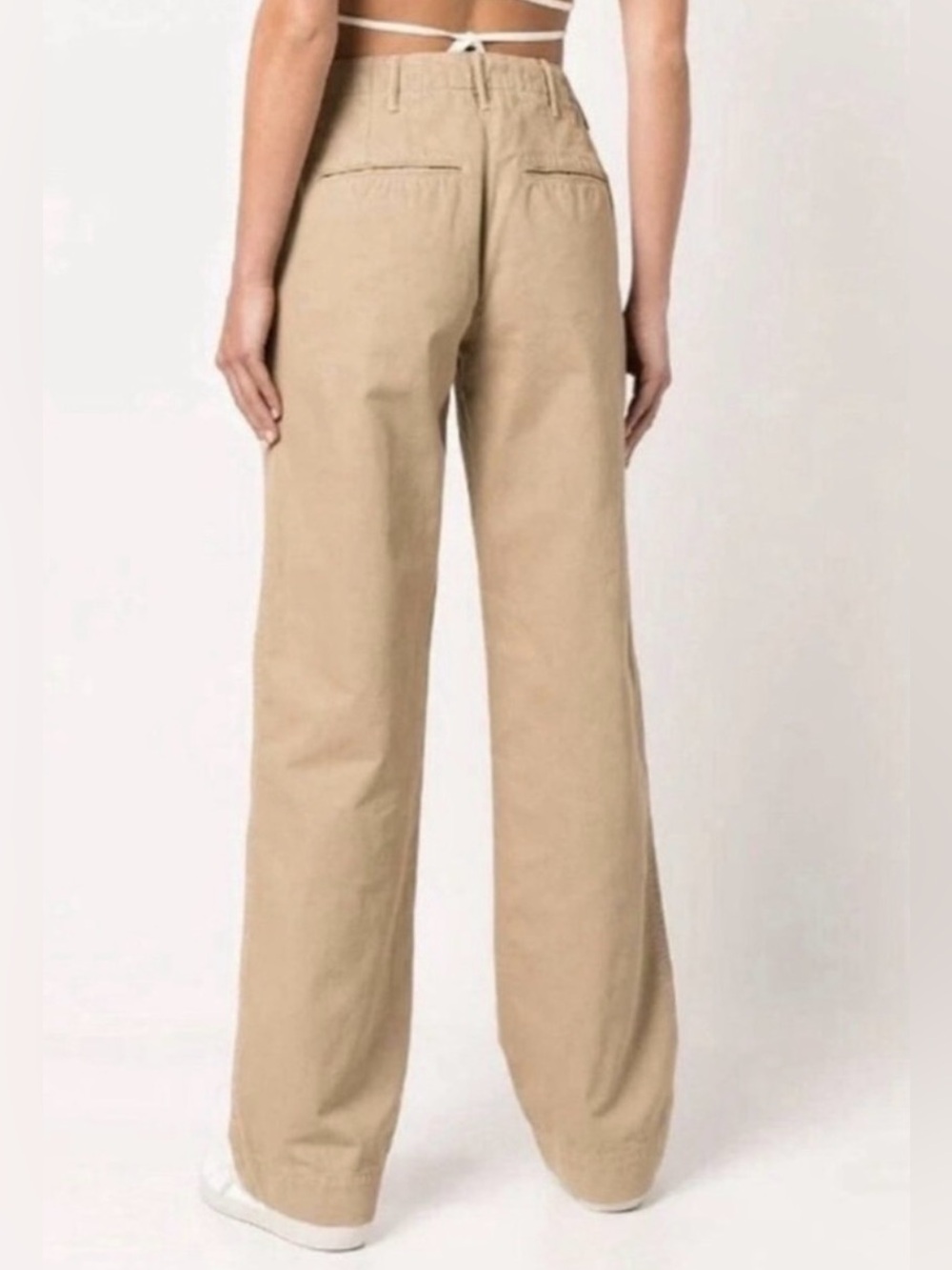 RE/DONE 90s High-Rise Loose Trousers Button Fly Twill Chino Washed Khaki - Picture 2 of 8